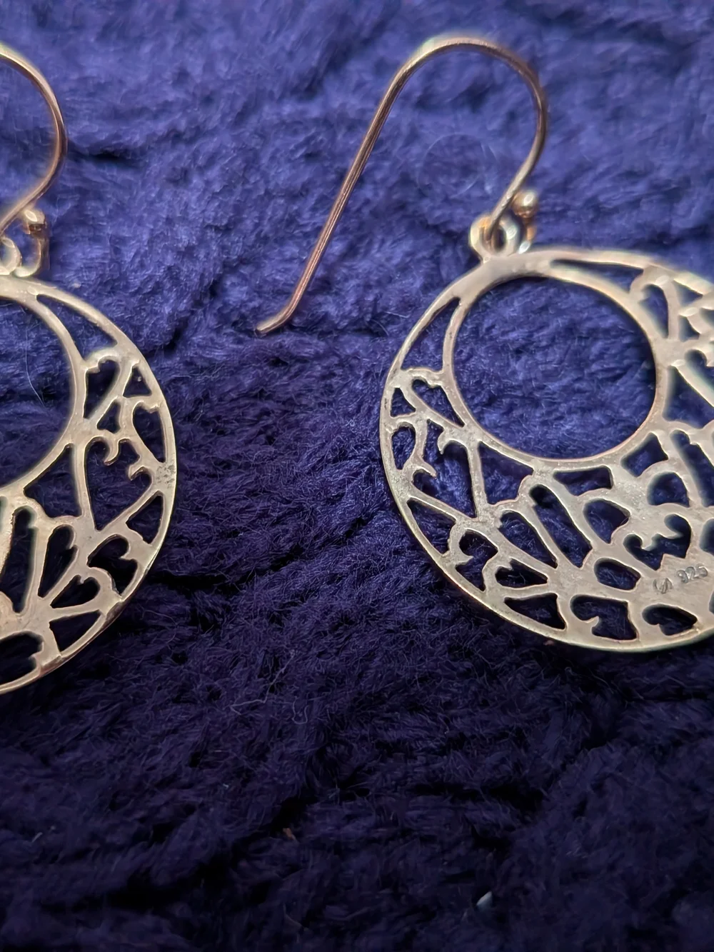 Gold Filigree Round Drop Earrings Stamped 925 - Women Jewelry